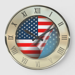 US Flag Large Clock