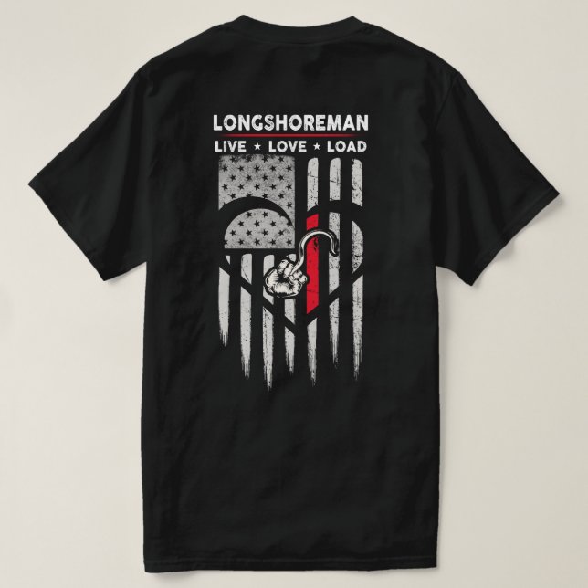 US Flag Longshoreman Decal T-Shirt (Design Back)