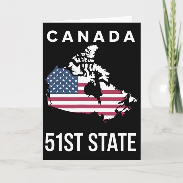 Us Flag Map Canada 51st State  Card (Front)