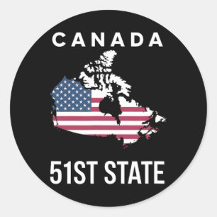 Us Flag Map Canada 51st State  Classic Round Sticker