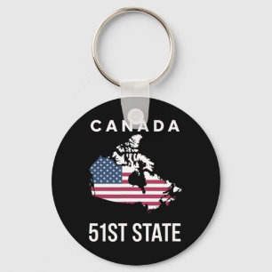 Us Flag Map Canada 51st State Key Ring