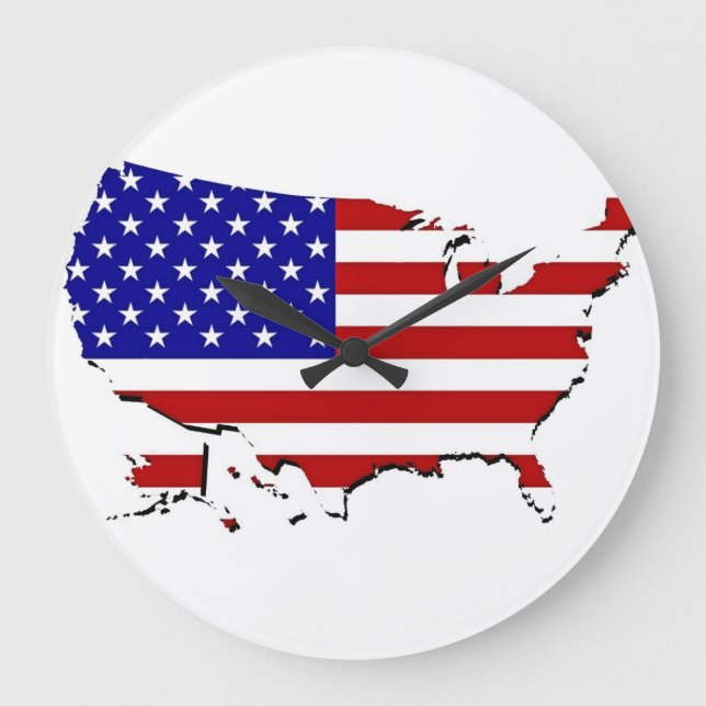 US Flag Map Large Clock (Front)