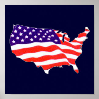 US Flag Map Poster