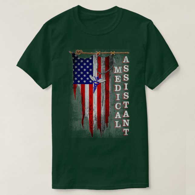 US Flag Medical Assistant T-Shirt (Design Front)