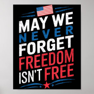 Us flag memorial day may we forget freedom isn’t poster