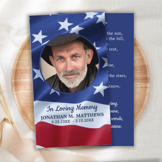 US Flag Memorial Photo Funeral Prayer Card (Creator Uploaded)
