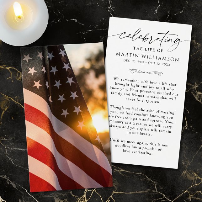 US Flag Memorial Sympathy Funeral Prayer Card (Creator Uploaded)