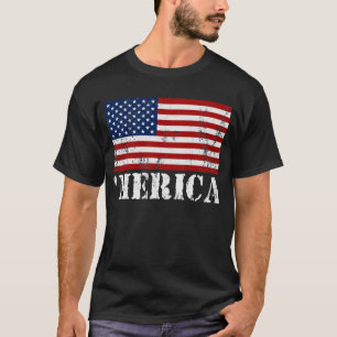 US Flag 'MERICA Distressed T-shirt