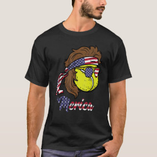Us Flag Merica Tennis Ball Memorial Day 4th Of Jul T-Shirt