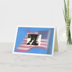 US Flag, Military Combat Boots Card