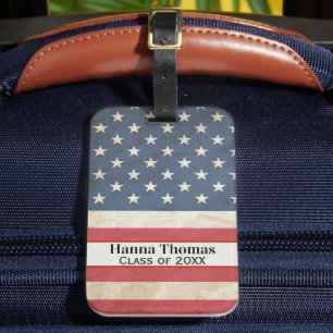 US Flag Military Patriotic Graduation Party  Luggage Tag