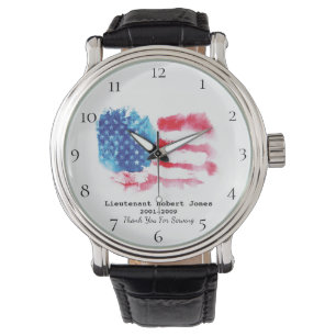 *~* US Flag Military Veteran Red White Blue Watch