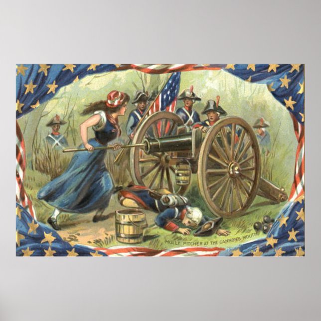 US Flag Molly Pitcher Cannon Poster (Front)