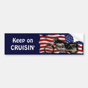 US Flag, Motorcycle, Motorbike Bumper Sticker