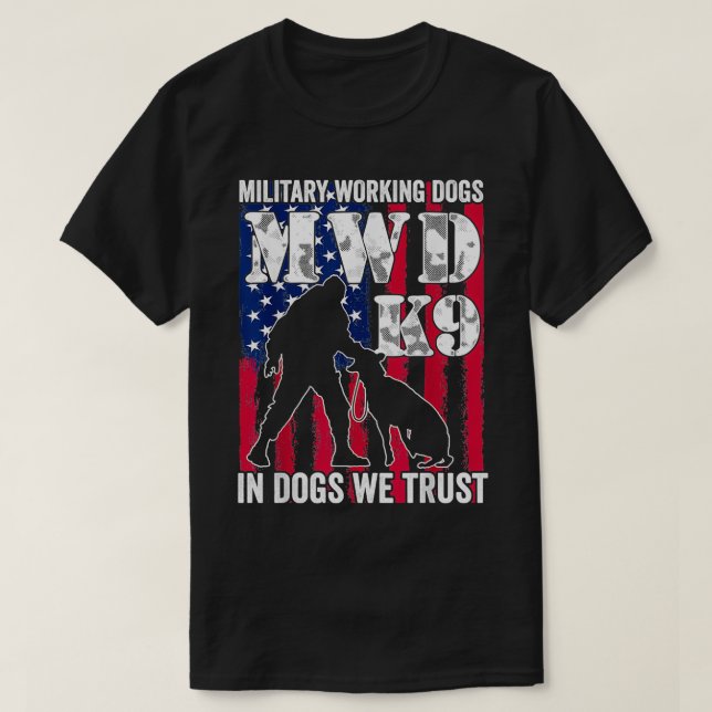 Us Flag MWD K9 Officer Military Working Dog Police T-Shirt (Design Front)