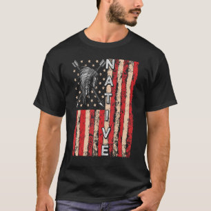 US Flag Native American Headdress Indian Blood 1 T-Shirt