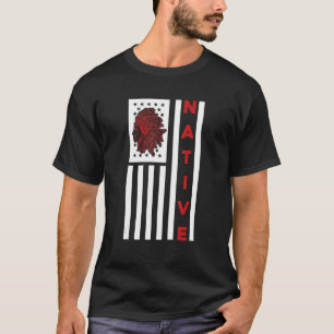 US Flag Native American Headdress Indian Blood T-Shirt