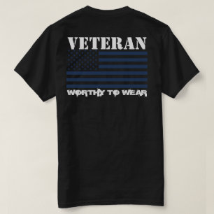 US Flag NAVY BLUE - Veteran - Worthy To Wear T-Shirt