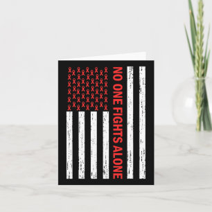 Us Flag No Body Fights Alone Red Ribbon Awareness  Card