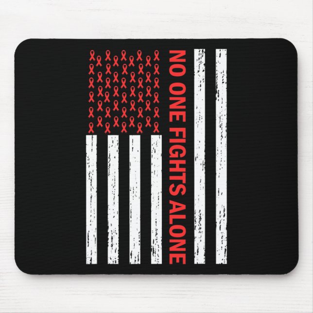 US Flag No Body Fights Alone Red Ribbon Awareness  Mouse Pad (Front)