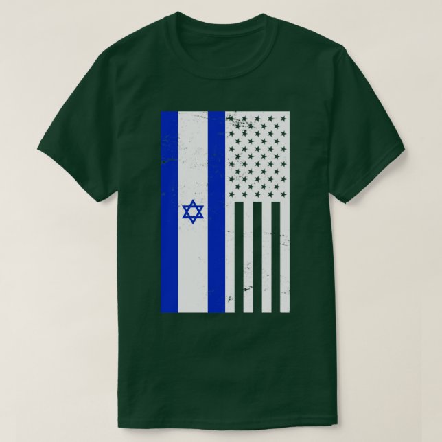 US Flag Of Israel T-Shirt (Design Front)