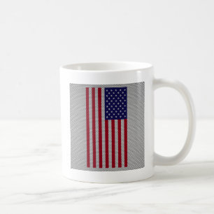 US Flag on Carbon Fibre Like Print Coffee Mug