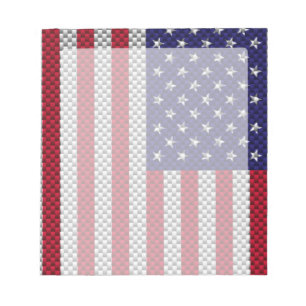 US Flag on Carbon Fibre Like Print Notepad