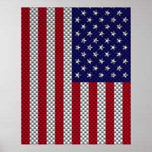US Flag on Carbon Fibre Style Decor
