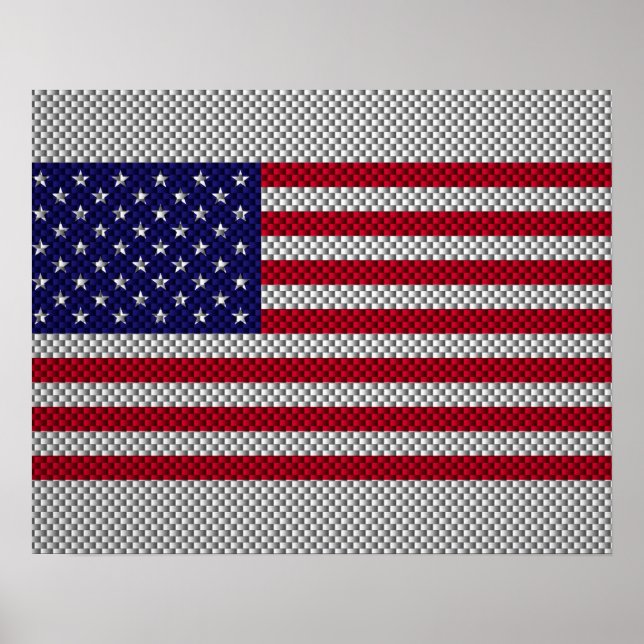 US Flag on Carbon Fibre Style Decor (Front)