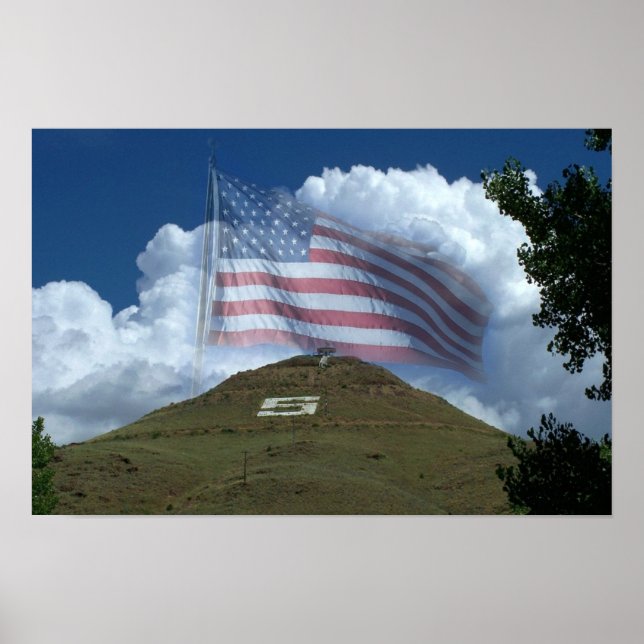 US Flag Over Tenderfoot Hill Poster (Front)