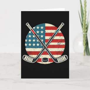 Us Flag Patriotic American Hockey Player Ice Hocke Card
