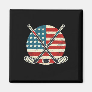 Us Flag Patriotic American Hockey Player Ice Hocke Magnet