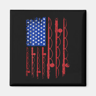 Us Flag Patriotic Fishing Gifts 4th Of July Design Magnet