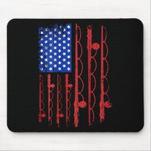 Us Flag Patriotic Fishing Gifts 4th Of July Design Mouse Pad