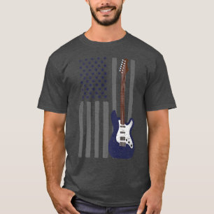Us Flag Patriotic Guitarist Design Distressed Guit T-Shirt