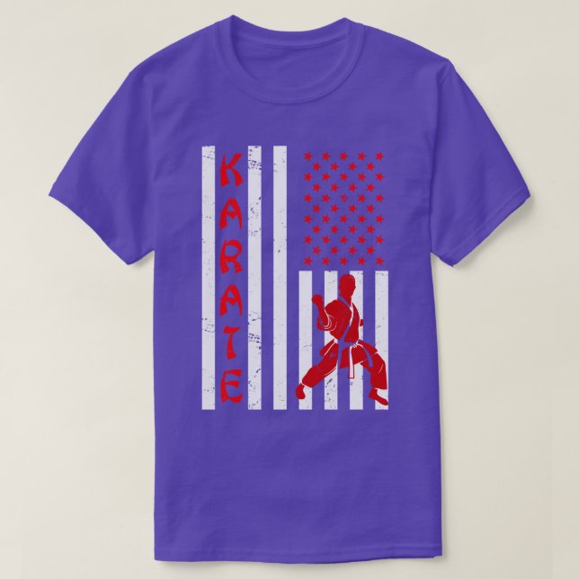 US Flag Patriotic Karate T-Shirt (Design Front)