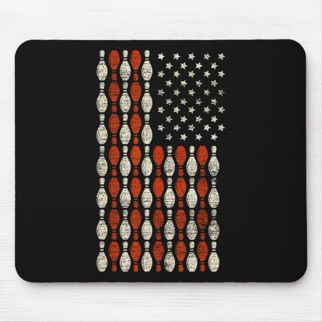 Us Flag Patriotic Proud American Bowler Gift Bowli Mouse Pad (Front)