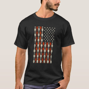 US Flag Patriotic Proud American Bowler Gift Bowli T-Shirt