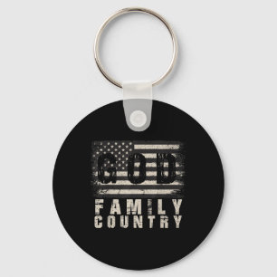 Us Flag Patriotic Veteran God Family Country Memor Key Ring