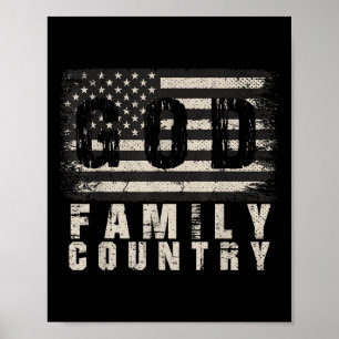 Us Flag Patriotic Veteran God Family Country Memor Poster