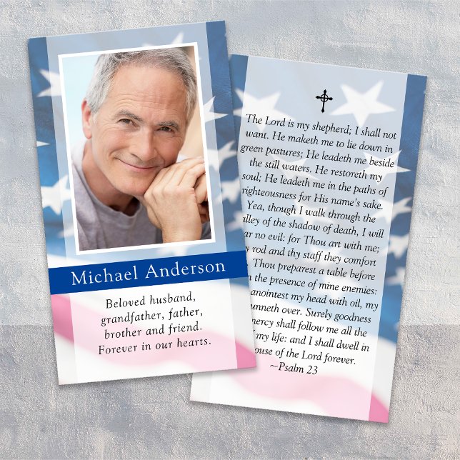 US Flag Photo Memorial Prayer Card (Creator Uploaded)