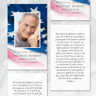 US Flag Photo Memorial Prayer Card