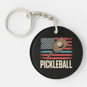 US Flag Pickleball Key Ring