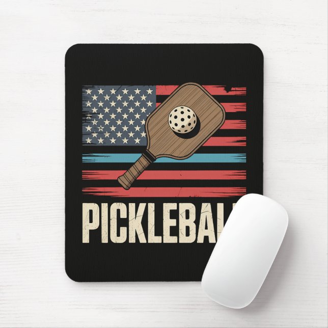 US Flag Pickleball Mouse Pad (With Mouse)