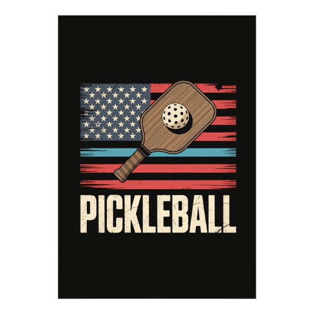 US Flag Pickleball Photo Print (Front)