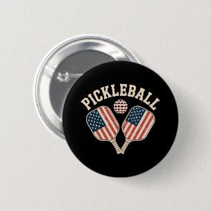 US Flag Pickleball Player 6 Cm Round Badge