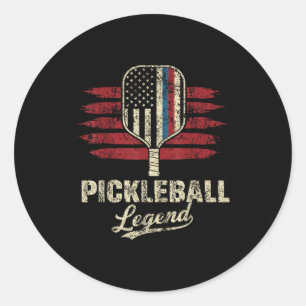 Us flag pickleball player funny pickleball legend classic round sticker
