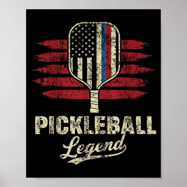 Us flag pickleball player funny pickleball legend  poster (Front)