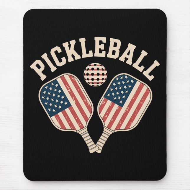 US Flag Pickleball Player Mouse Pad (Front)