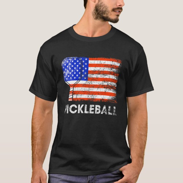 US Flag Pickleball Player Paddleball Lover_2 T-Shirt (Front)